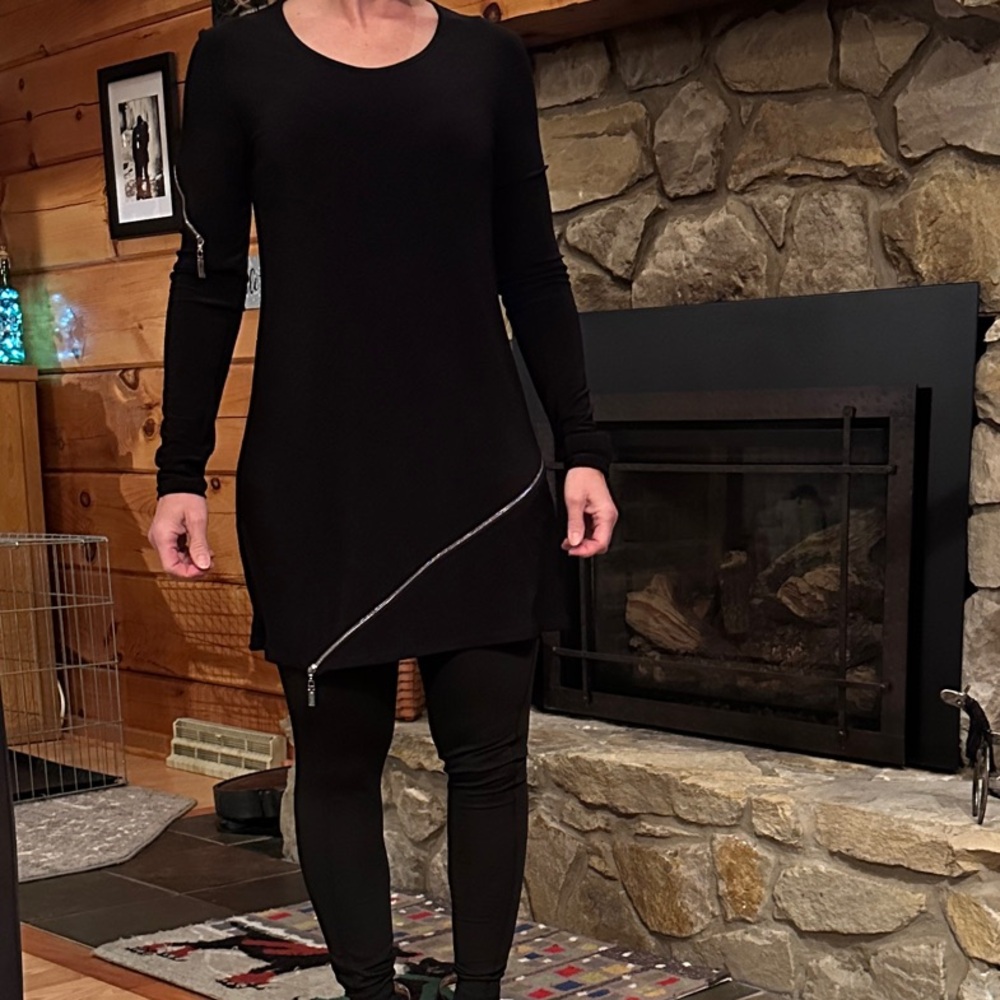 Joseph Ribkoff Black Long Sleeve Dress with Silver Accent